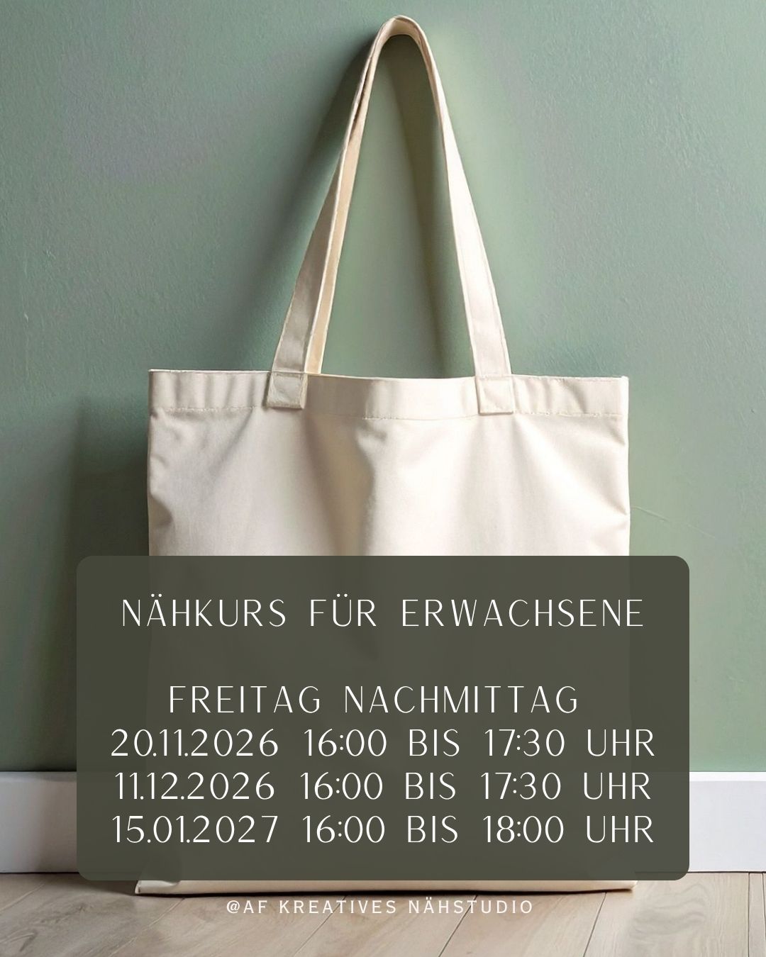NÄHSTART -Anfänger-Nähkurs für Erwachsene Start 20.11.26