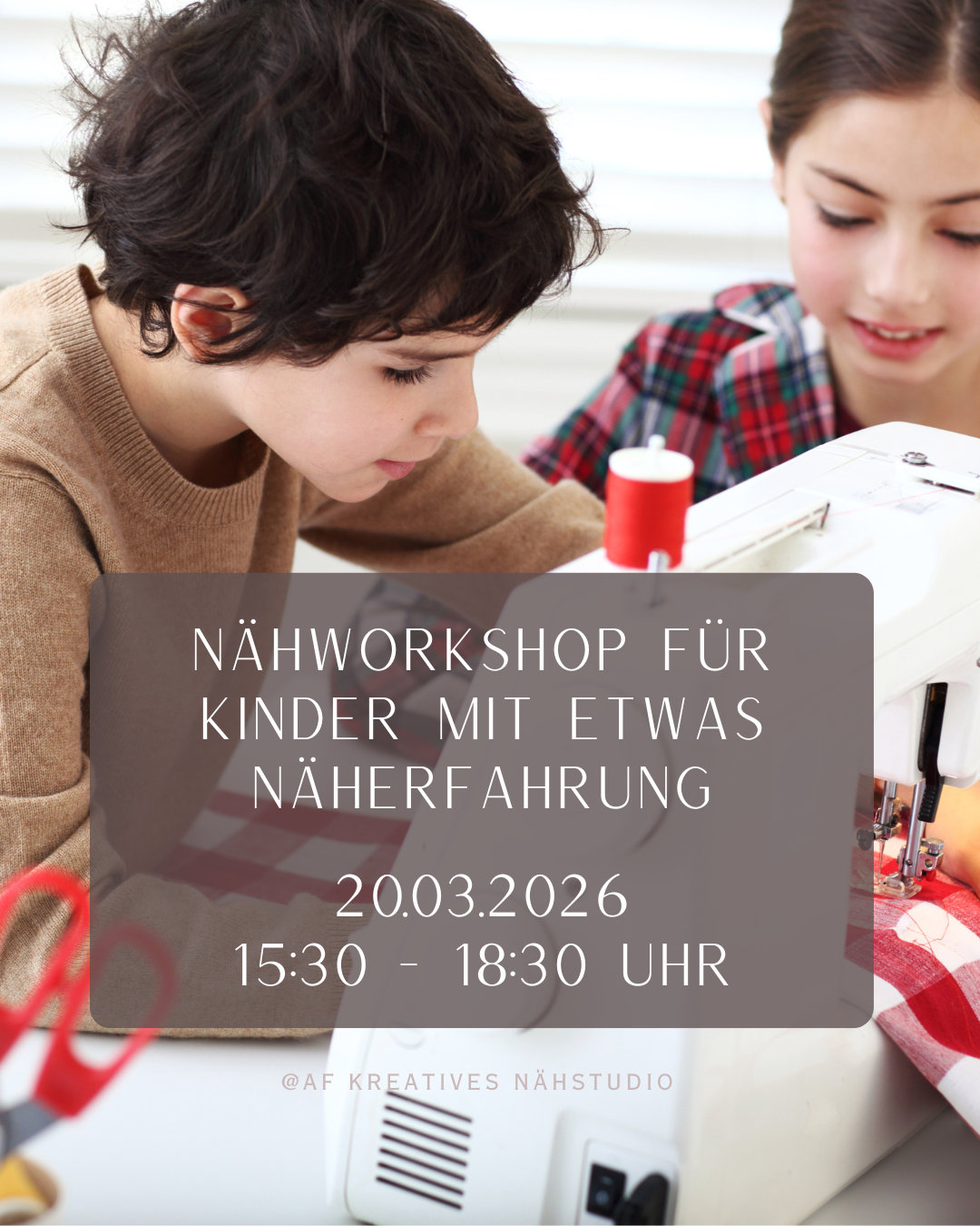 Nähworkshop für fortgeschrittene Kinder (ab 10 Jahren) 20.03.2026